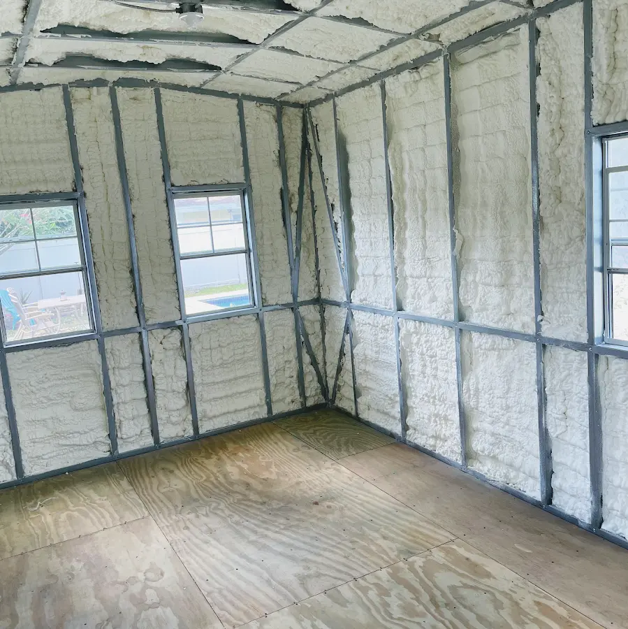 Closed-cell spray foam insulation applied to wall cavities in a residential project in Holland